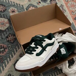 Vans White and Dark Green Sneakers